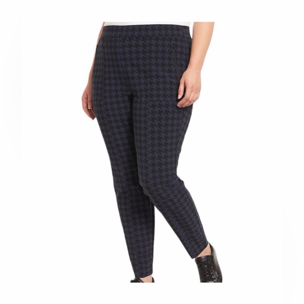 Lane Bryant Houndstooth On-The-Go Slim‎ Ankle Pant Blue Black 20
